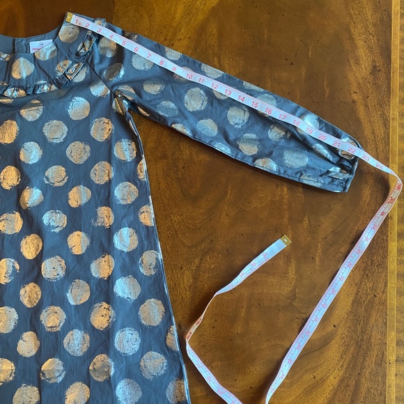Hanna Andersson dress long sleeve gray metallic silver polka dot (140) 10 - Picture 10 of 16